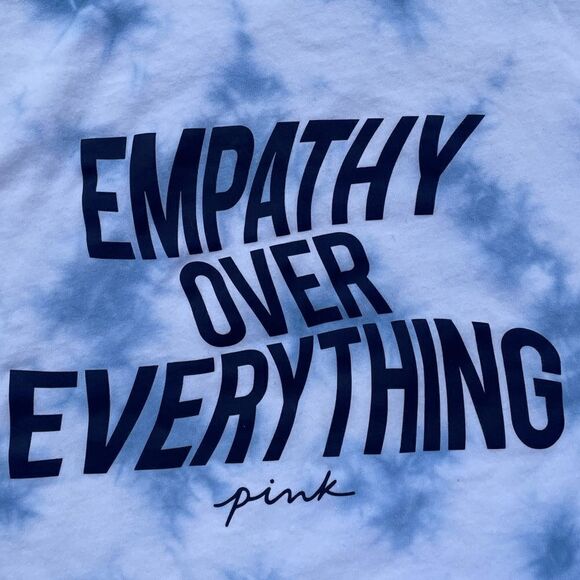 PINK Empathy Over Everything Blue Tie-Dye One Size T-Shirt - Picture 3 of 3
